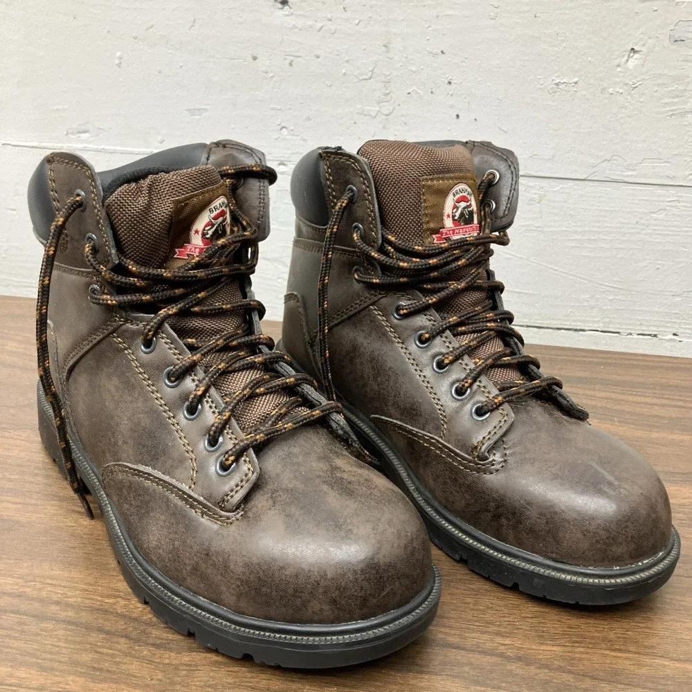 Brahma Steel Toe Work Boots - Men's Size 7.5 Heavy Duty/Oil & Slip  Resistant